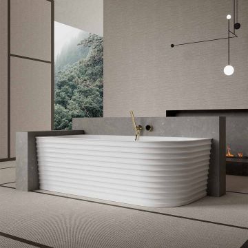 Cada de baie, de colt stanga, 1700x800x550, din compozit, oval, alb, MonBlari