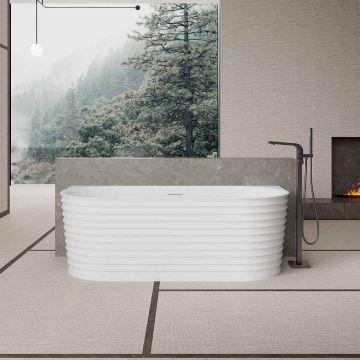 Cada de baie, de perete, 1700x800x550, din compozit, ovala, alb, MonBlari