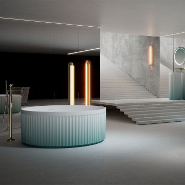 Cada de baie, freestanding, 1500x1500x550mm, alb, din compozit, rotunda, finisaj mat, MonBlari