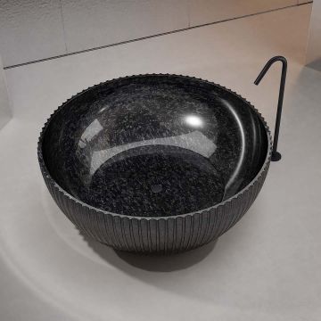 Cada de baie, freestanding, 1500x1500x580 mm, negru, din fibra de carbon, rotunda, finisaj mat, MonBlari