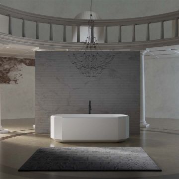 Cada de baie, freestanding, 1500x750x550 mm, alb mat, compozit, forma ovala, MonBlari Beryl