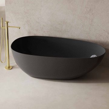 Cada de baie, freestanding, 1500x760x550 mm, negru, din fibra de carbon Twill, forma ovala, MonBlari