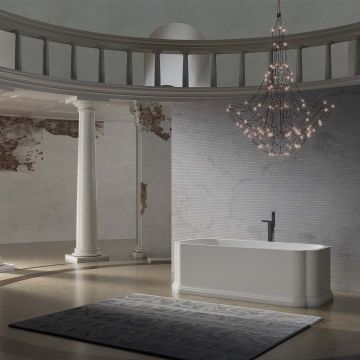 Cada de baie, freestanding, 1556x806x550 mm, alb mat, compozit, forma ovala, MonBlari Chloe