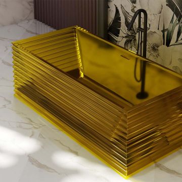 Cada de baie, freestanding, 1700x750x550, din rasina, galben transparent, finisaj mat, MonBlari