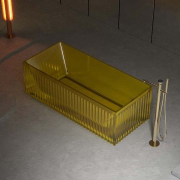 Cada de baie, freestanding, 1700x750x550mm, dreptunghiulara, din rasina, galben transparent, finisaj mat, MonBlari