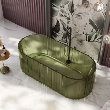 Cada de baie, freestanding, 1700x750x550mm, ovala, din rasina, galben transparent, finisaj mat, MonBlari