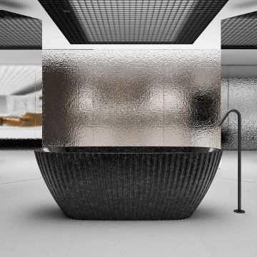 Cada de baie, freestanding, 1700x750x580 mm, negru, din fibra de carbon, ovala, finisaj mat, MonBlari