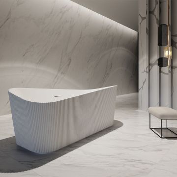 Cada de baie, freestanding, 1700x750x700, din acril, alb mat, riflat, MonBlari