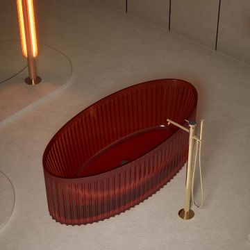 Cada de baie, freestanding, 1700x760x550mm, ovala, rosu transparent, finisaj mat, MonBlari