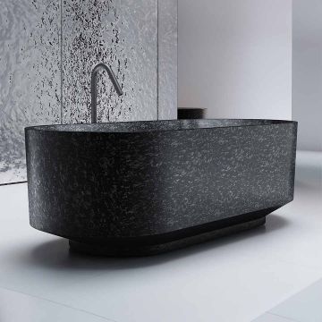 Cada de baie, freestanding, 1700x780x550 mm, negru, din fibra de carbon Mozaic, forma ovala, MonBlari