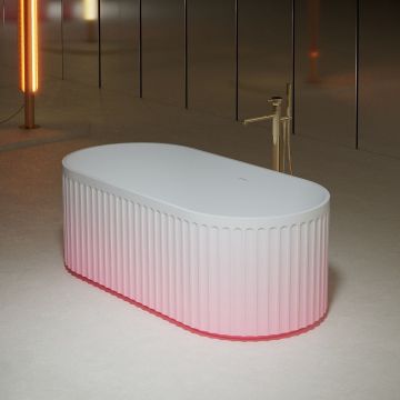 Cada de baie, freestanding, 1700x800x550mm, alb/roz, din compozit, ovala, finisaj mat, MonBlari