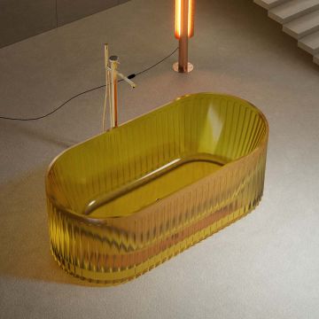Cada de baie, freestanding, 1700x800x550mm, ovala, din rasina, galben transparent, finisaj mat, MonBlari