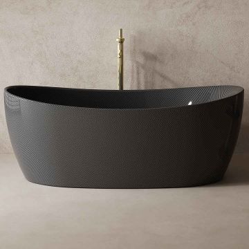 Cada de baie, freestanding, 1700x800x630 mm, negru, din fibra de carbon Twill, forma ovala, MonBlari