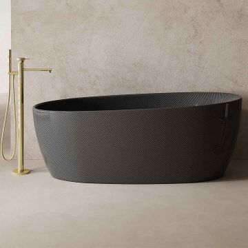 Cada de baie, freestanding, 1700x800x630 mm, negru, din fibra de carbon Twill, forma ovala, MonBlari