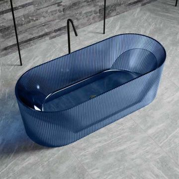 Cada de baie, freestanding, 1700x800x730, din rasina, ovala, albastru transparent, MonBlari