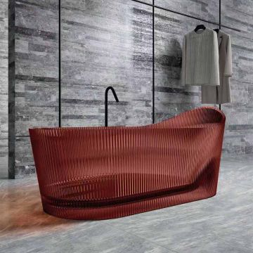Cada de baie, freestanding, 1700x800x730, din rasina, ovala, maro transparent, MonBlari