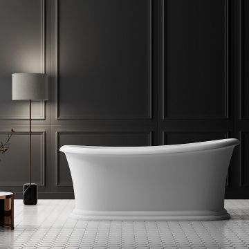 Cada de baie, freestanding, 1700x800x750, din acril sanitar, ovala, alb mat, MonBlari