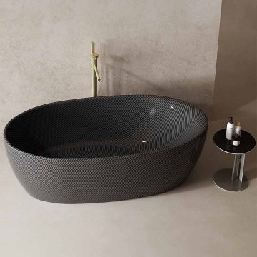 Cada de baie, freestanding, 1700x850x550 mm, negru, din fibra de carbon Twill, forma ovala, MonBlari
