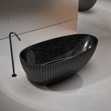 Cada de baie, freestanding, 1700x850x580 mm, negru, din fibra de carbon, ovala, finisaj mat, MonBlari