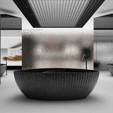 Cada de baie, freestanding, 1800x1300x580 mm, negru, din fibra de carbon, finisaj mat, MonBlari