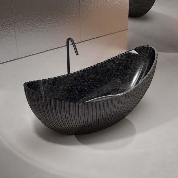 Cada de baie, freestanding, 1800x800x750 mm, negru, din fibra de carbon, ovala, finisaj mat, MonBlari