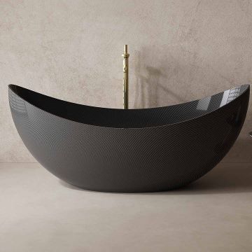 Cada de baie, freestanding, 1800x800x750 mm, negru, din fibra de carbon Twill, forma oval special, MonBlari