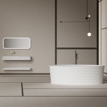 Cada de baie, freestanding, 1800x850x550, din compozit, ovala, alb, MonBlari