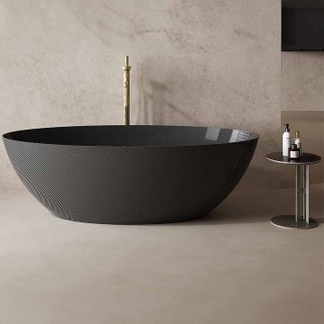 Cada de baie, freestanding, 1800x850x550 mm, negru, din fibra de carbon Twill, forma ovala, MonBlari