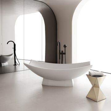 Cada de baie, freestanding, 1800x850x600, din compozit, ovala, alb mat, MonBlari