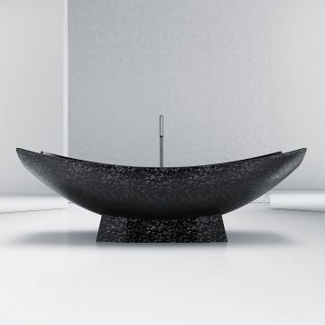 Cada de baie, freestanding, 1800x850x800 mm, negru, din fibra de carbon Mozaic, forma stativ semi-ovala, MonBlari