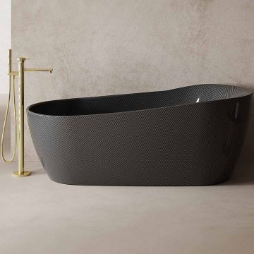 Cada de baie, freestanding, 1800x950x680 mm, negru, din fibra de carbon Twill, forma ovala, MonBlari