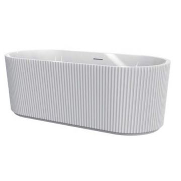 Cadă freestanding Florida, Salome Riffle, 170 cm, cu mască riflată și instalație completă, alb, WS203L-170