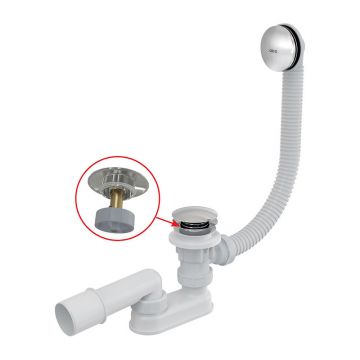 Instalație de cadă, Alcadrain, cu ventil click-clack, 100 mm, crom, Instalație de cadă, Alcadrain, cu ventil click-clack, 100 mm, crom,