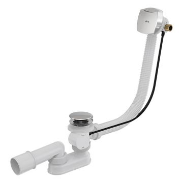 Instalație de cadă automată, Alcadrain, cu sifon și alimentare prin preaplin, lungime 100 mm, crom Instalație de cadă automată, Alcadrain, cu sifon și alimentare prin preaplin, lungime 100 mm, crom