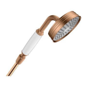 Pară de duș, Axor, Montreux, mâner alb, bronz periat, 16320140 Pară de duș, Axor, Montreux, mâner alb, bronz periat, 16320140