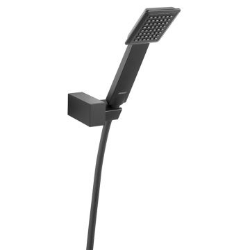 Set para de dus, Ferro, Sinus, cu suport si furtun, negru mat Set para de dus, Ferro, Sinus, cu suport si furtun, negru mat