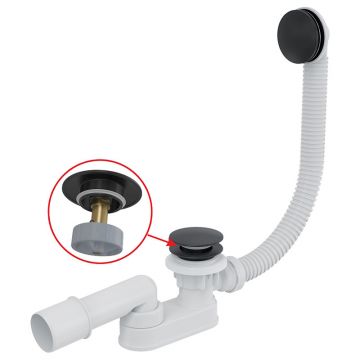 Sifon pentru cada, Alcadrain, ventil cu click-clack, lungime 80 mm, negru mat Sifon pentru cada, Alcadrain, ventil cu click-clack, lungime 80 mm, negru mat