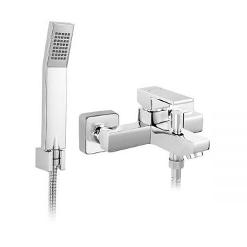 Baterie cada - dus Ferro, Zicco, cu montaj pe perete, crom