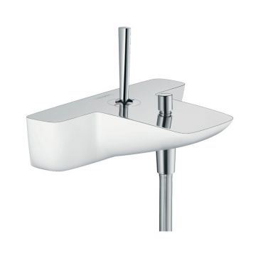 Baterie cada-dus Hansgrohe, PuraVida, maner joystick, alb crom