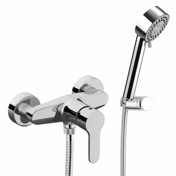 Baterie de cada cu dus Remer Rubinetterie Winner W38, aparenta, monocomanda, para de dus cu 4 functii, suport reglabil, anti-calcar