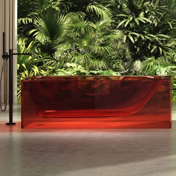 Cada de baie, freestanding, 1700x800x550 mm, din rasina, dreptunghiulara, rosu transparent, MonBlari