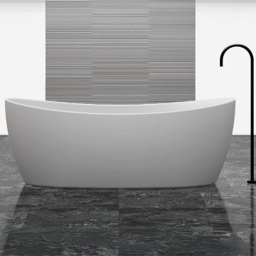 Cada de baie, freestanding, 1700x800x630 mm, din compozit, ovala, curbata, alb mat, MonBlari