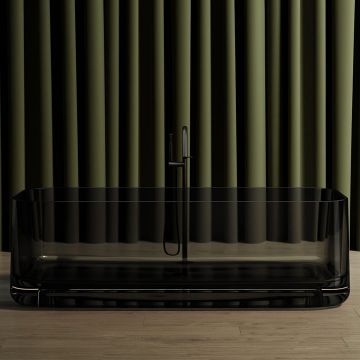 Cada de baie, freestanding, 1750x750x550 mm, din rasina, dreptunghiulara, negru transparent, MonBlari