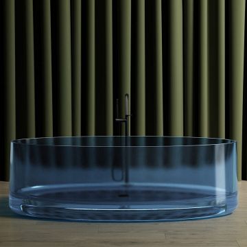 Cada de baie, freestanding, 1750x800x550 mm, din rasina, ovala, albastru transparent, MonBlari