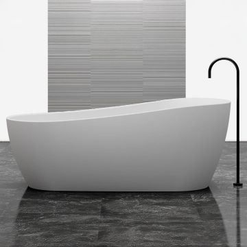 Cada de baie, freestanding, 1800x950x680 mm, din compozit, ovala, margine curbata, alb mat, MonBlari