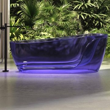 Cada de baie, freestanding, 1800x950x680 mm, din rasina, ovala, margine curbata, violet transparent, MonBlari