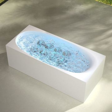 Cada de baie, freestanding, functie jacuzzi, 1700x800x550 mm, din compozit, dreptunghiulara, alb mat, MonBlari