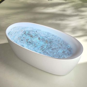 Cada de baie, freestanding, functie jacuzzi, 1700x800x630 mm, din compozit, ovala, alb mat, MonBlari