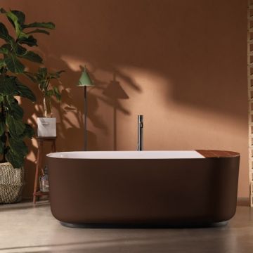 Cada freestanding Sanycces Calma maro mat in exterior cu suport, 170x80 cm