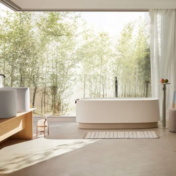 Cada freestanding Sanycces Oasis alb mat cu inel, 170x80 cm